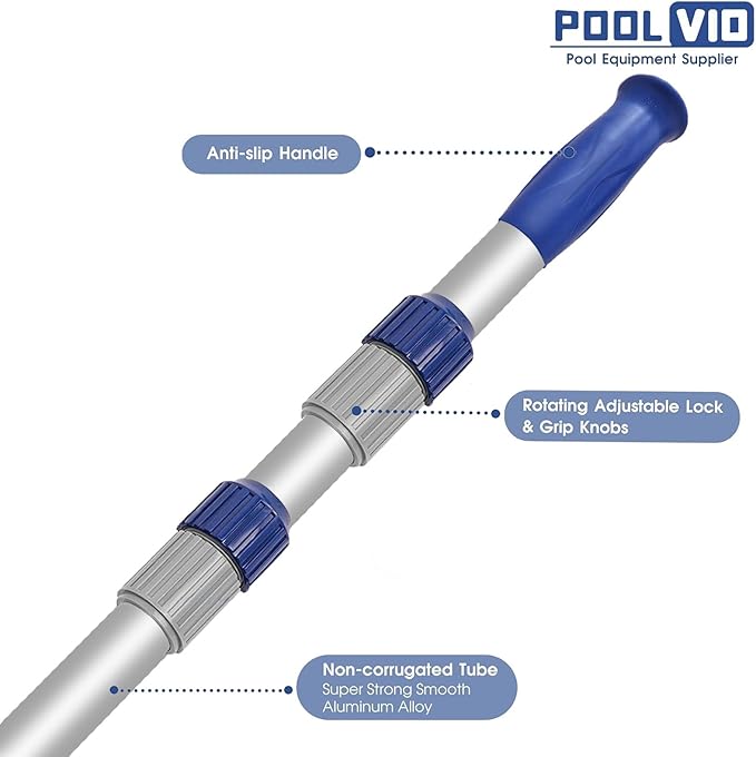 Poolvio 17.5" Pool Net with Diamond Ultra-Fine Mesh & 15 FT Telescopic Pole