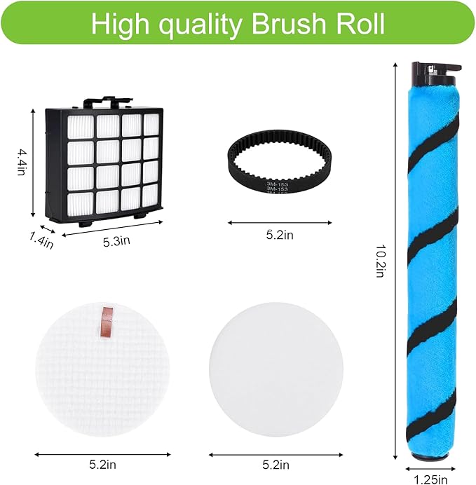AZ2002 Filter Replacement Accessories for Shark AZ2002 AZ2000 AZ2000W Vertex DuoClean PowerFin Upright Vacuum, 6 foams, 2 hepa filters, 1 soft brush roller, and 2 Belts