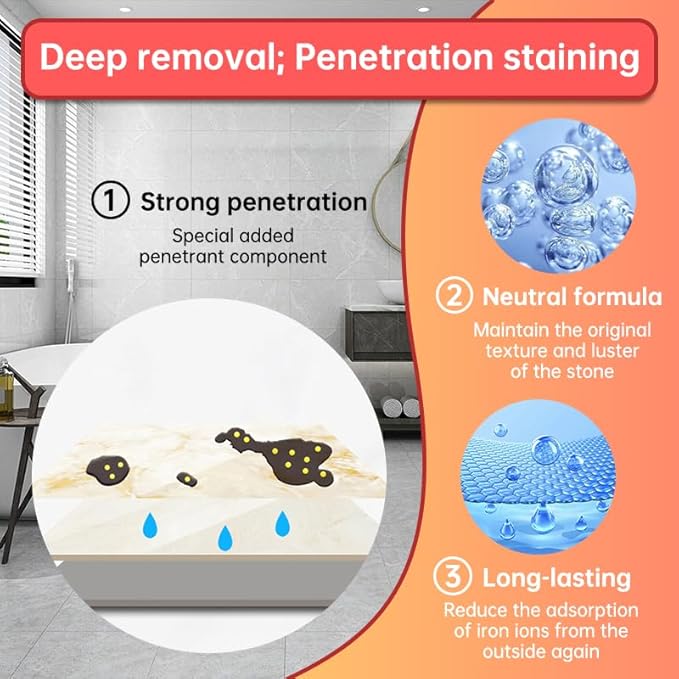 500ml Rust Stain Remover Neutral Metal Cleaner Marble Rust Remover - Powerful and Effective in Removing Rust and Stains From Marble, Granite, Tile, and Metal (500, Milliliters)