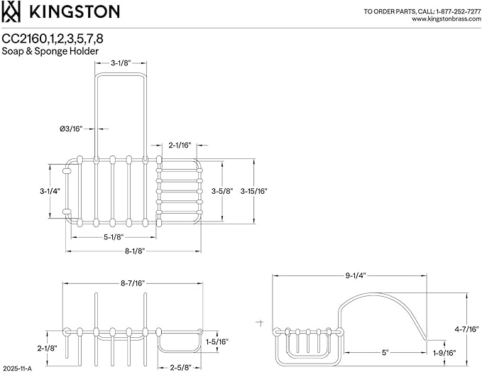 Kingston Brass CC2163 Clawfoot Tub Rim Soap and Sponge Holder, Antique Brass