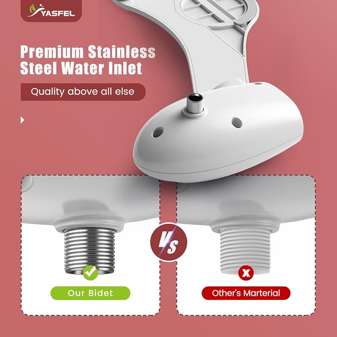 YASFEL Bidet Attachment for Toilet - Self-Cleaning Bidet with Pressure Controls, Non-Electric Cold with Dual Nozzles for Frontal/Rear Wash (Rose Gold)