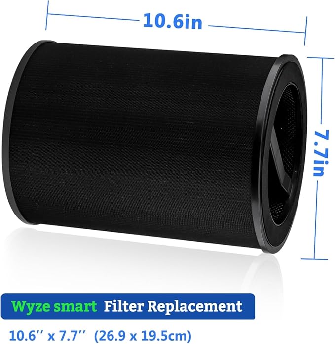 Replacement Filter Compatible with Wyze Smart Air Purifier Premium Filter, for Wildfire VOCs, 3-Stage Filtration with Activated Carbon, 2 Counts