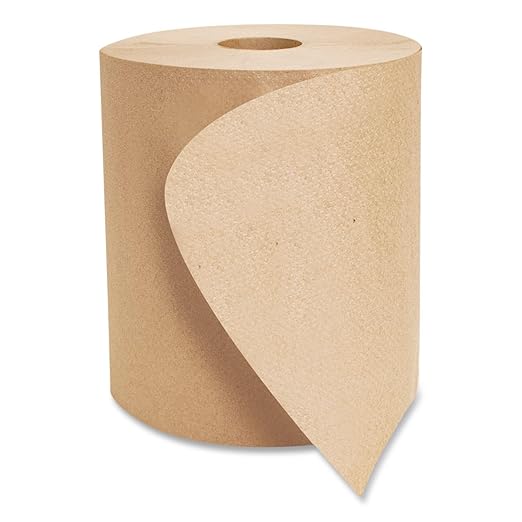 Boardwalk 16GREEN Green Seal Recycled Paper Towel Roll, Hardwound, Universal Roll Towels, Natural, 8" x 800 ft (Case of 6)