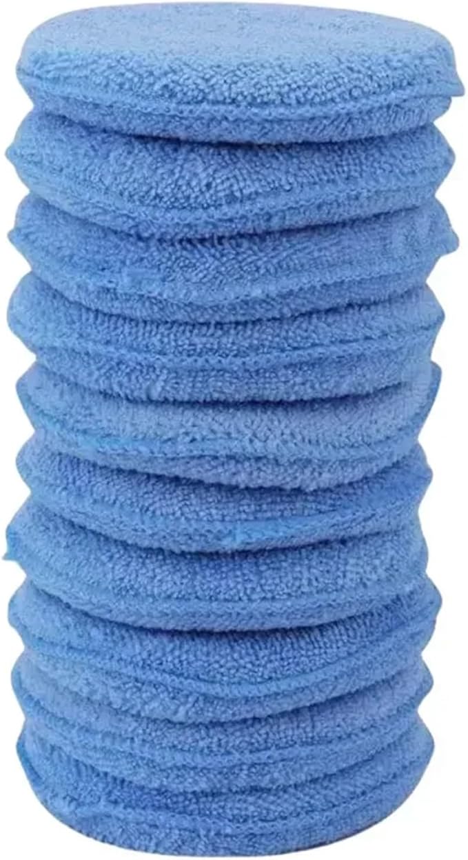 Compatible for 10/20pcs Car Detailing Applicator Pads Care Waxing Polish Sponge Soft Microfiber Round Pocket(Blue 10pcs)