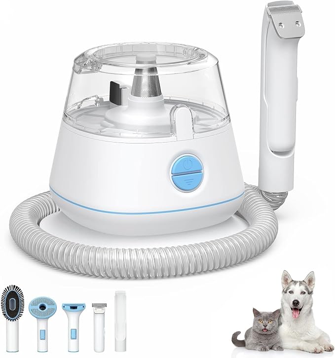 Dog Clipper Grooming Kit, Professional Low Noise Pet Grooming Vacuum Kit Suction 99% Pet Hair,. ABS Material，Quiet,Pet Vacuum Groomer