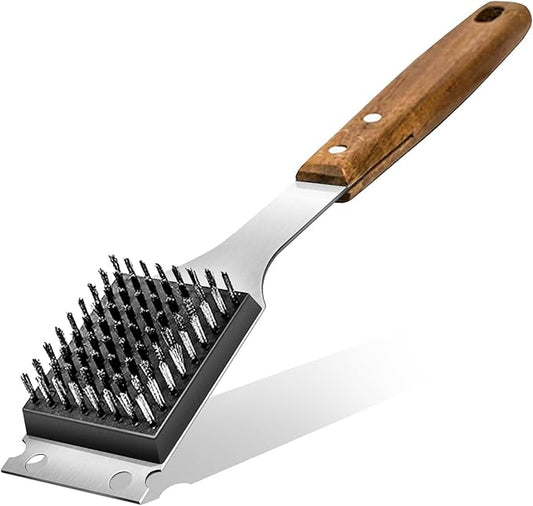 Grill Brush for Outdoor Grill Stainless Steel Head Barbecue Tool Grill Cleaner Wire Grill Brush and Scraper Durable BBQ Grill Brush Perfect BBQ Gift for Men Dad Husband