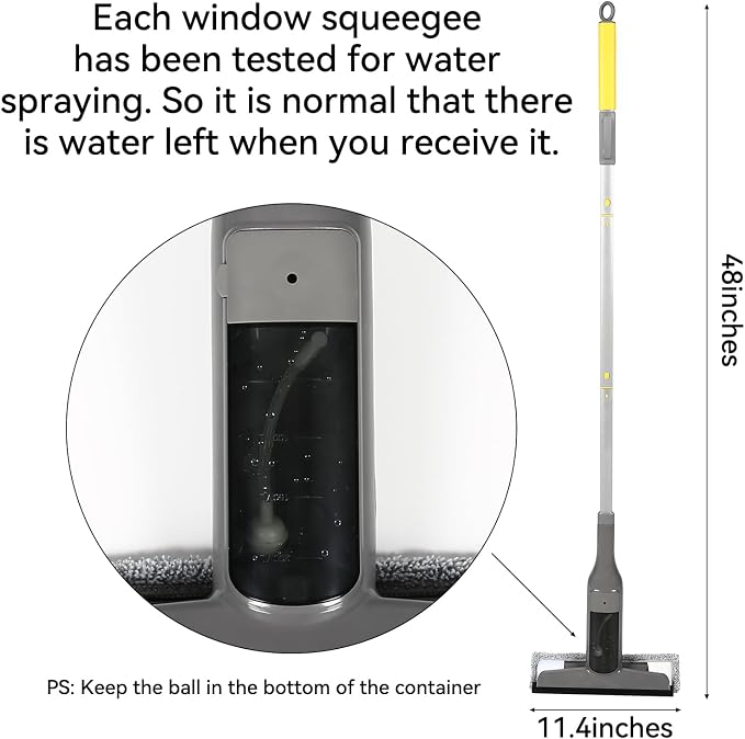 3-in-1 Window Squeegee Cleaner with Built-in Sprayer & Scrubber - Professional Glass Cleaning Tool for Outdoor Surfaces