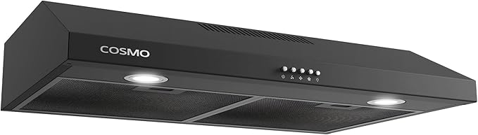 COSMO COS-5U30-BK 30 in. Delta Collection Ducted Under Cabinet Range Hood, Button Controls, Reusable Filters, LED Lights in Matte Black