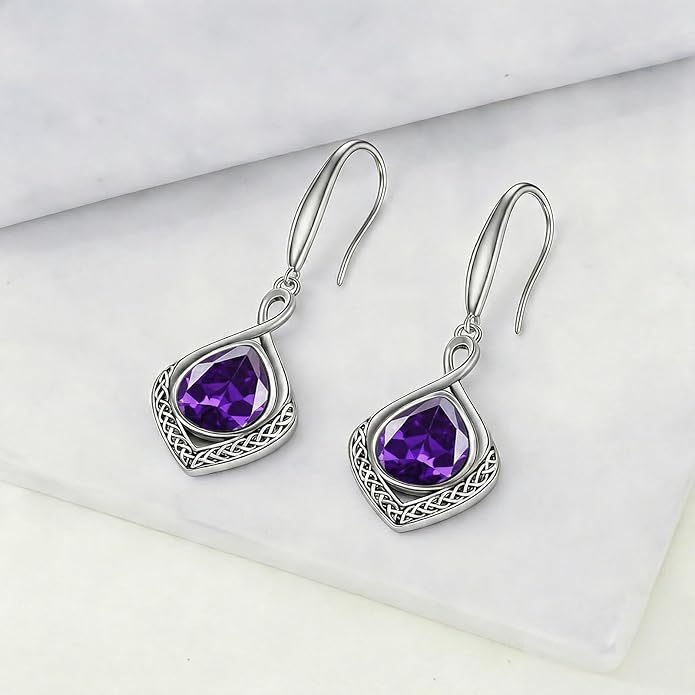 PELOVNY Celtic Knot Filigree Earrings for Women 925 Sterling Silver Moss Agate/Birthstone Infinity Earrings Birthday Christmas Jewelry Gifts for Mom Daughter Wife Sister