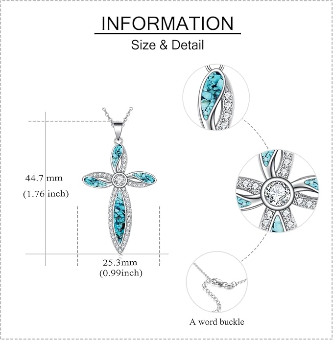 ONEFINITY Religious Cross Pendant Necklace Sterling Silver Origami Cross Pendant Gifts for Women Men Jewelry