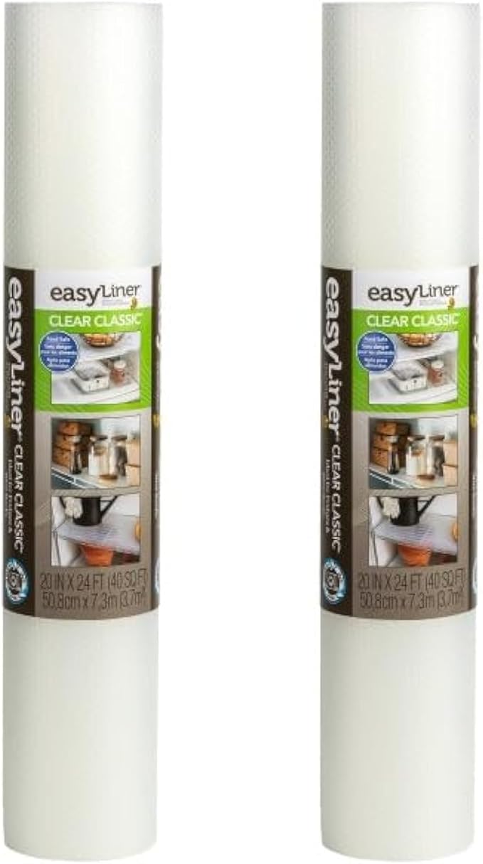 Duck Brand Clear Classic EasyLiner Shelf Liner, Non-Adhesive, Clear, 20 Inches x 24 Feet, 2 Rolls