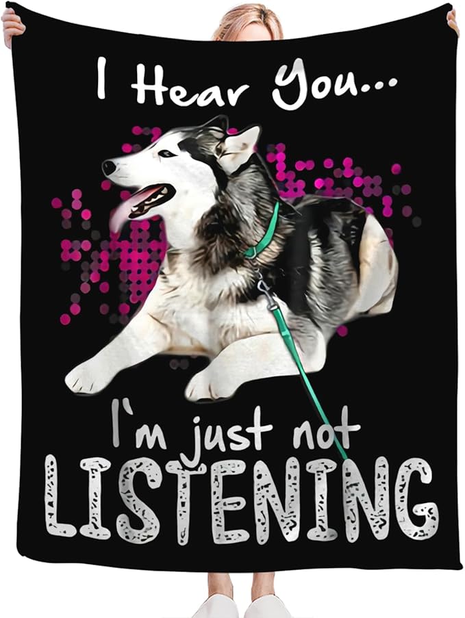 Tijuboni Husky Throw Blanket Dog Gifts for Girls Boys Women Men Kids Adults Soft Flannel Fleece Blanket for Couch Sofa Bed Home Decor 40"x50"