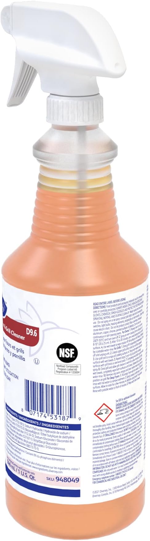 Diversey 948049 SUMA Oven and Grill Cleaner, Heavy Duty Removes Baked on Grease and Carbon Buildup, Capped Ready-to-Use Gel, 32-Ounce