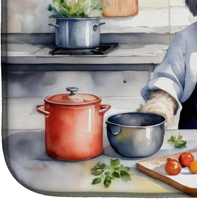 Caroline's Treasures DAC6294DDM Old English Sheepdog The Chef Dish Drying Mat Absorbent Dish Drying Mat Pad for Kitchen Counter Dish Drainer Mat for Countertop, 14 x 21", Multicolor