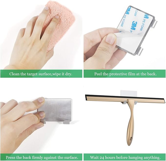 Stainless Steel Squeegee for Shower Doors, All-Purpose Shower Squeegee for Bathroom, Window and Car Glass, 14 Inches