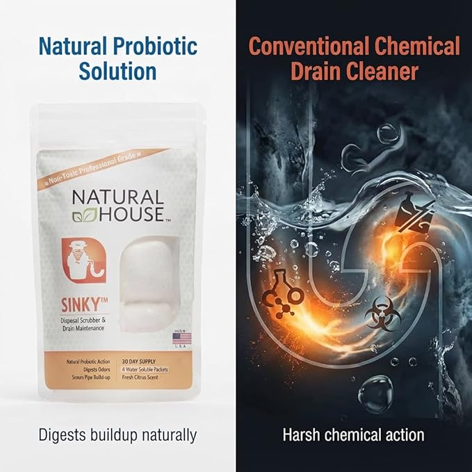 Natural House Sinky - Plant-Based Enzyme Drain Cleaner Pods Family Pack - 120 Count - 2-Year Supply - Septic-Safe, Plumbing-Friendly - Citrus Scent
