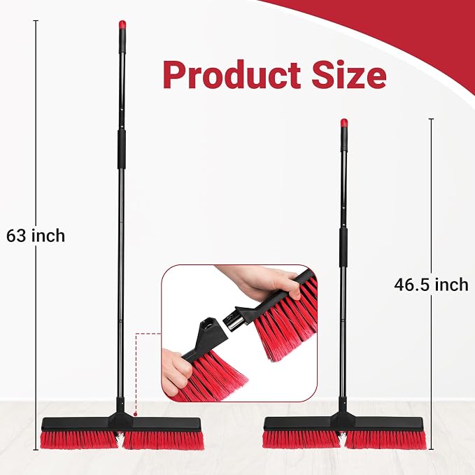 Indoor Broom and 2Pack 24-inches Push Broom Brush