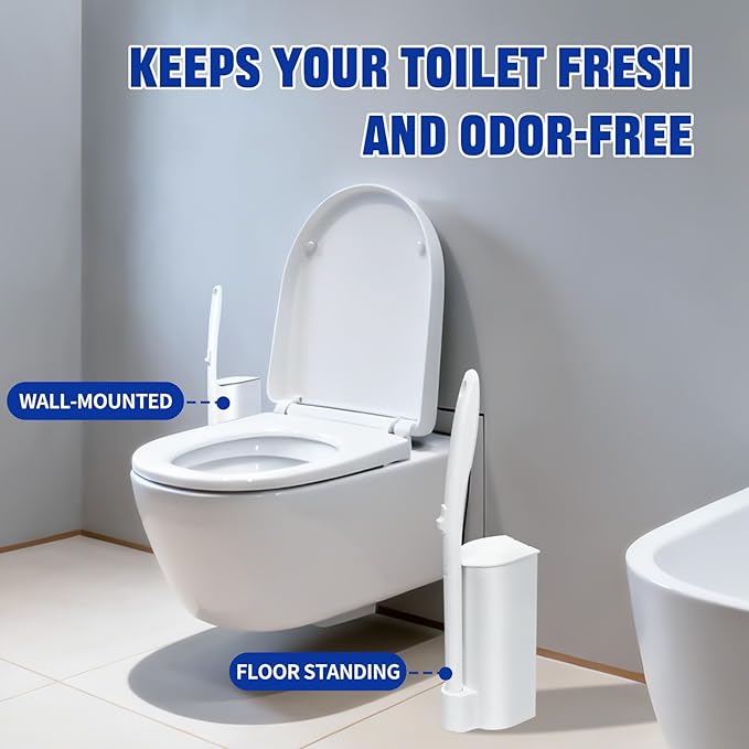 Disposable Toilet Brush and Holder Set, with 50 PCS Toilet Bowl Wand Refills for Clorox, Wall Mounted Disposable T-oilet Bowl Wand Kit, for Bathroom, Sink & Bathtub, Touchless T-oilet Cleaning System