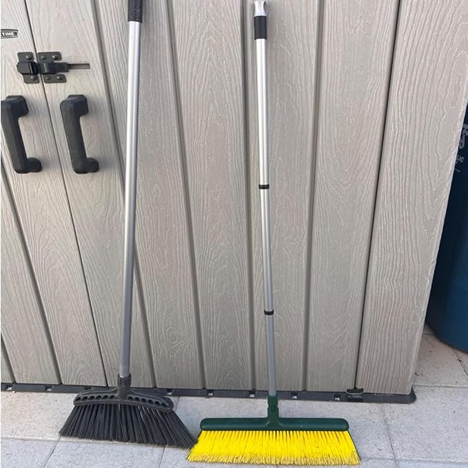 LRB4419 Leaf Turf Broom 16" W x 55"+5-in-1 Foldable All-in-One Broom, Dustpan, Pet Hair Roller, Squeegee & Wire Brush