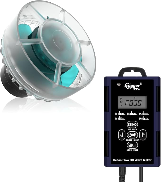 hygger Wave Maker For Aquarium, Ultra-quiet Transparent Wavemaker With Controller, Adjustable Flow Magnetic DC 24V 2850GPH Powerhead, Circulation Pump For 75-200Gallon Freshwater Coral Reef Tank