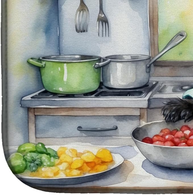 Caroline's Treasures DAC6179DDM Affenpinscher The Chef Dish Drying Mat Absorbent Dish Drying Mat Pad for Kitchen Counter Dish Drainer Mat for Countertop, 14 x 21", Multicolor