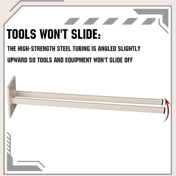 Zonon 2 Pcs Extra Long Tool Rack for Shovels Spades Rakes Brooms Shovel Holder for Truck and Shovel Rack Heavy Duty Powder Coated Steel Wall Mount Storage Organizer Garage and Shed (Beige)
