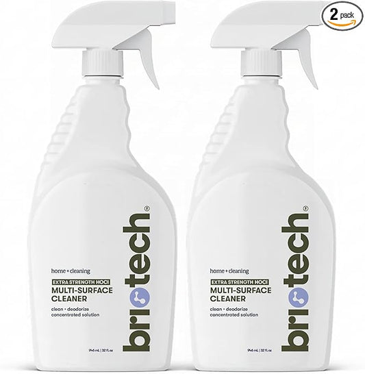 BRIOTECH Extra Strength HOCl Cleaner, 500 PPM Hypochlorous Acid Concentrate, ULV Foggers & Humidifiers, Professional Deodorizer for Dental, Offices, Schools, Homes, Peroxide Free, 32 fl oz (2 Pack)