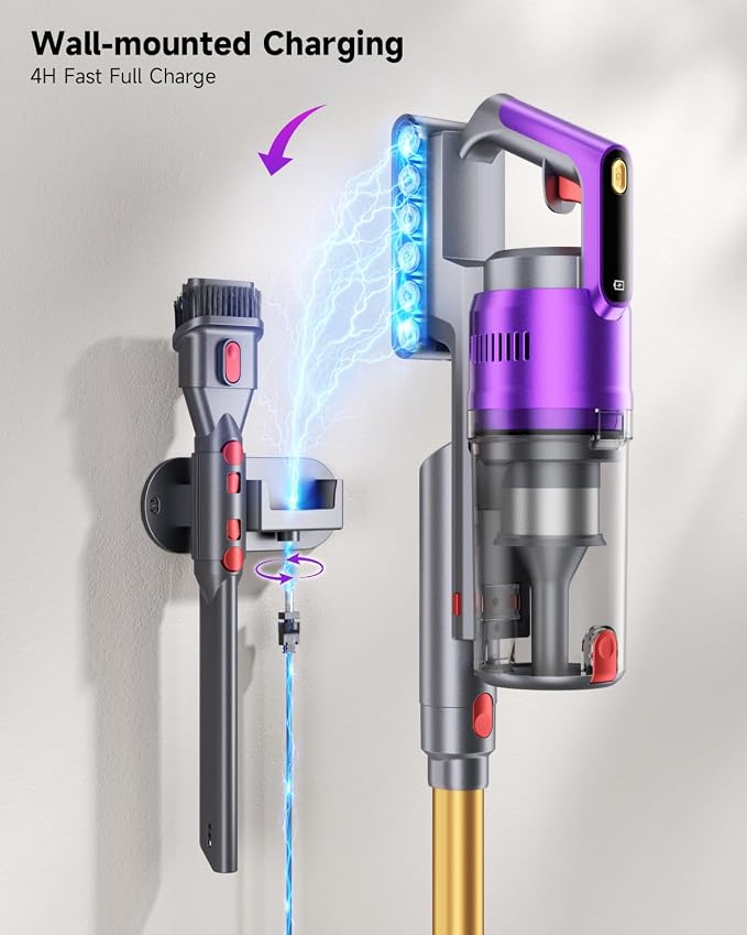 MYUAKO Cordless Vacuum Cleaner 680W 55kPa Vacuum Cleaners for Home Up to 75Mins, Cordless Rechargeable Vacuum Cleaner Anti-Tangled Vacuum Cleaner 1.8L for Hardwood Floor,Carpets,Pet Hair Nova G8