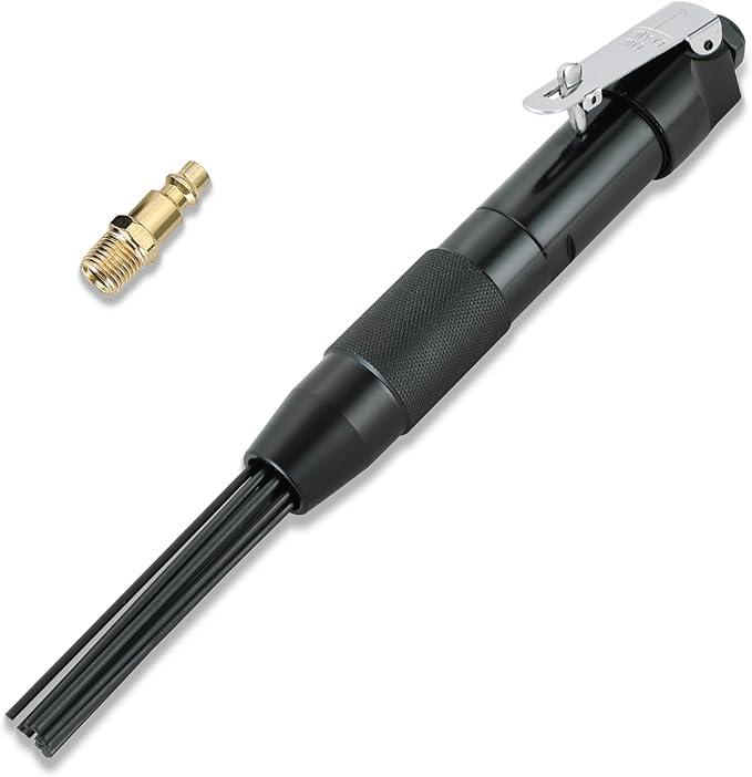 Compact Air Needle Scaler, 1/4" Air Powered Rust Paint Weld Remover Cleaner, 90psi Needle Scaler for Removing Lag Rust Paint and Dirt