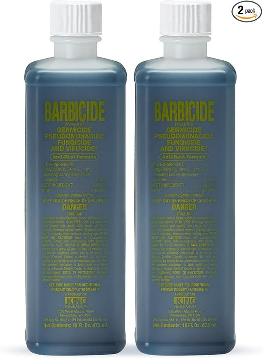 BARBICIDE Disinfectant Concentrate – Pint 16 Fl Oz (2 Pack) | EPA-Registered, Hospital-Grade Germicide for Salons & Barbershops | Anti-Rust Solution for Shears, Combs & Professional Tools