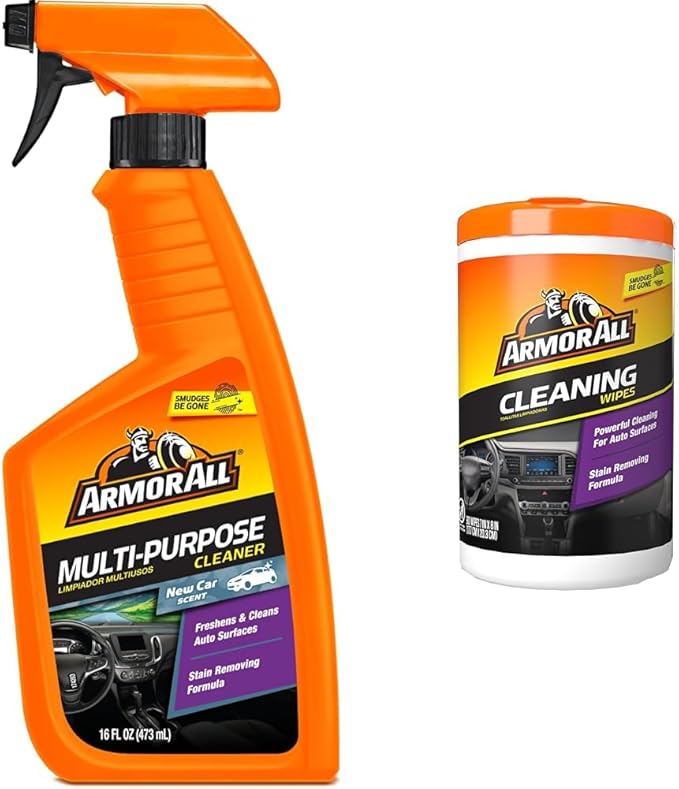 Armor All Multi Purpose Cleaner Spray with Car Cleaning Wipes for Interior and Exterior (90 Count)