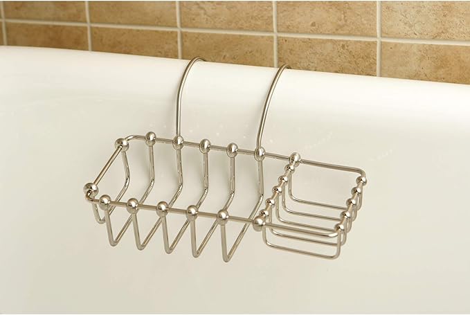 Kingston Brass CC2168 Clawfoot Tub Rim Soap and Sponge Holder, Brushed Nickel