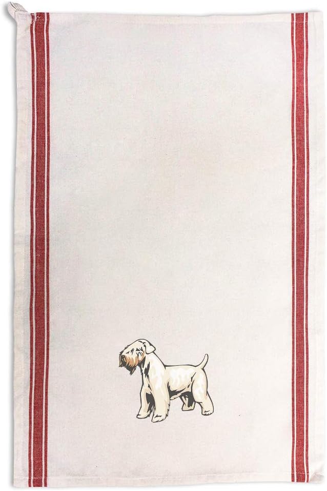 Style In Print Custom Decor Kitchen Towels Irish Soft Coated Wheaten Terrier Pets Dogs Cleaning Supplies Dish Towels Red Stripe Design Only