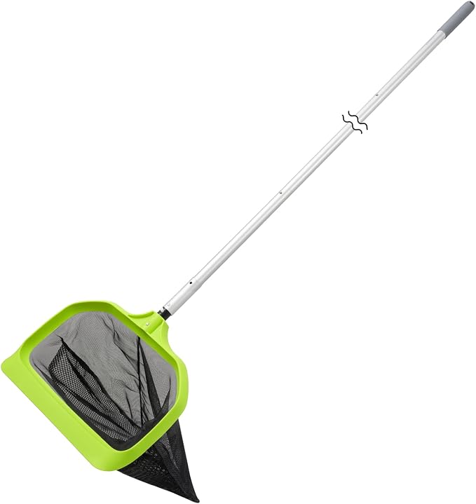 Sepetrel Pool Skimmer Net with 10.5 FT Thick Aluminum Detachable Poles, Leaf Rake with Fine Mesh, Reinforced Triangular Frame, Scratch-Free Edges for Swimming Pool Cleaning Leaves, Insects & Debris