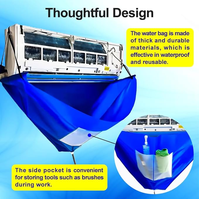 Ac Cleaning Bag With Support Rods, Ac Cleaning Cover With Wider Opening, Waterproof Air Conditioner Cleaning Cover, Split Unit Cleaning Kit, Ac Cleaning Kit for Household Wall-mounted Air Conditioner