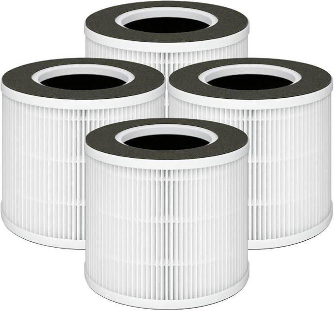 Nispira VK-6067B Filter Replacement for Vremi/Kokeki Air Purifier 3-in-1 True HEPA Activated Carbon, 4 Packs