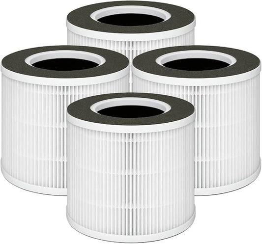 Nispira VK-6067B Filter Replacement for Vremi/Kokeki Air Purifier 3-in-1 True HEPA Activated Carbon, 4 Packs