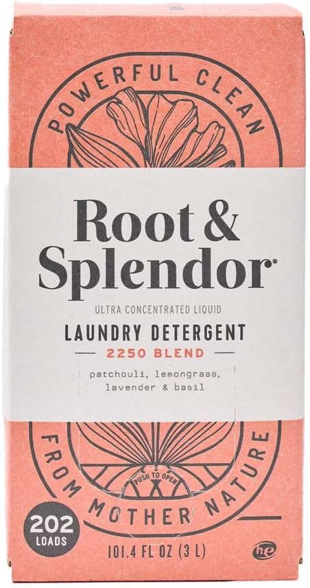 Root & Splendor Ultra Concentrated Non Toxic Laundry Detergent Liquid - Plant Based & Eco Friendly Enzymatic Laundry Soap, 2250 Scent, 3 Liter, 202 Loads