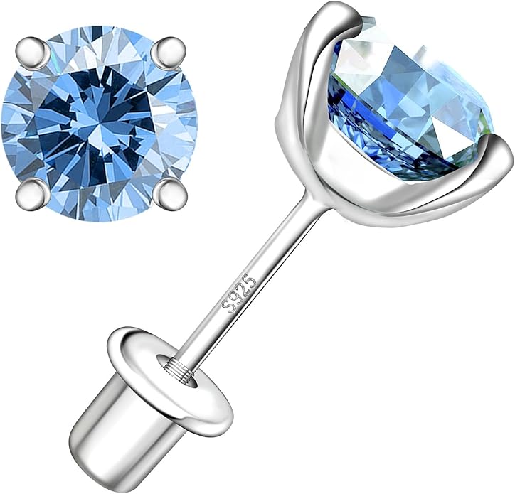 Moissanite Screw Back Earrings Studs - 0.2CT-4CT Moissanite Earrings for Women 925 Sterling Silver Piercing Real Colorful Moissan Hypoallergenic Jewelry Ear Stud Gifts