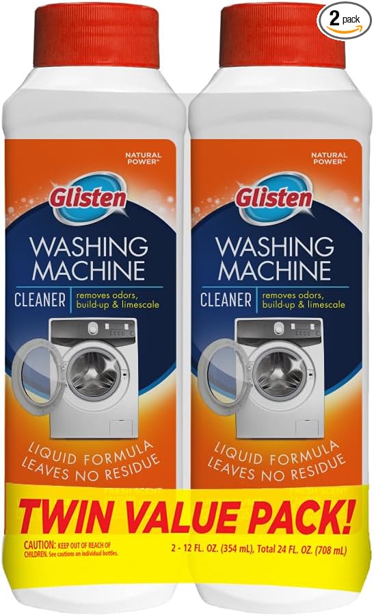 Glisten Washing Machine Cleaner, Helps Remove Odor, Buildup, and Limescale, Fresh Scent, 12 Ounce Bottle, 2-Pack