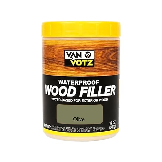 Waterproof Wood Filler [Half-Pint, Olive] - Exterior Grade Wood Repair in 18 Paintable and Stainable Colors. Strong Adhesion and Durability for Outdoor Wood in All Weather Conditions.