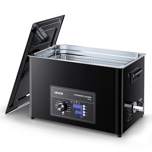 VEVOR 30L Ultrasonic Cleaner, Professional Ultrasonic Cleaner Machine with Knob Control, Stainless Steel Cleaning Machine with Basket and Cleaning Ball, for Watches, Razors, Jewelry, Coins and More