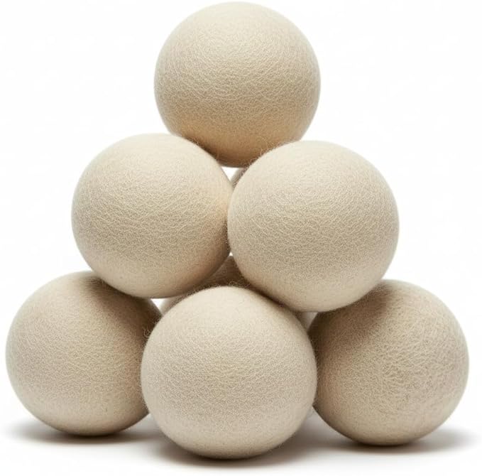 Lobenze & Luna Wool Dryer Balls, Pack of 6 XL, 100% Premium New Zealand Wool, Reusable Eco-Friendly Laundry Balls, Helps Reduce Wrinkles & Static, Helps Shorten Drying Time