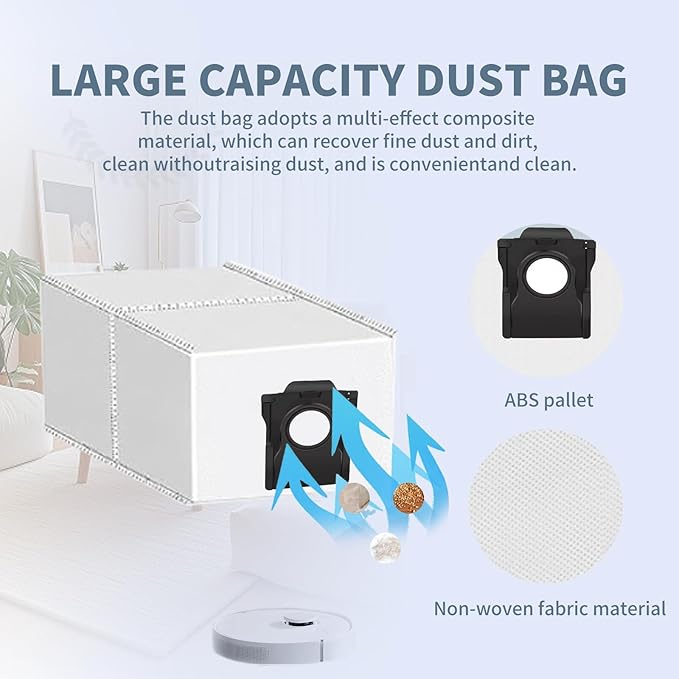 25 PCS Accessories for Dreame D10 Plus Gen 2 Robot Vacuum Cleaner Spare Parts, 2 Rubber Main Brush, 4 Filters, 6 Mop Pad, 6 Dust Bags, 6 Side Brush,1 Cleaning Tool