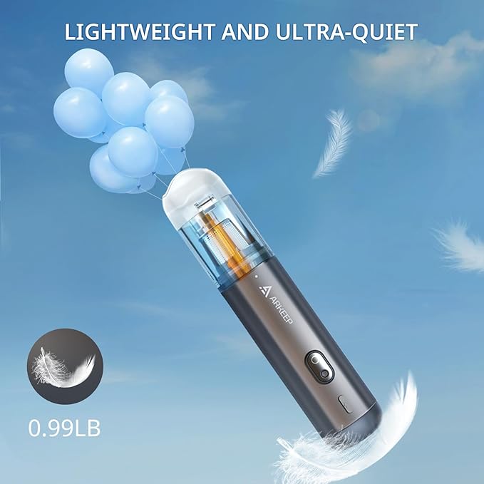 Car Vacuum 15KPa Handheld Vacuum Cordless, Portable Vacuum Cleaner with HEPA Filter, 2 Suction Modes, Type-C Charging, Lightweight Vacuum Cleaners for Home, Car,Office, Desk (Dark Gray)