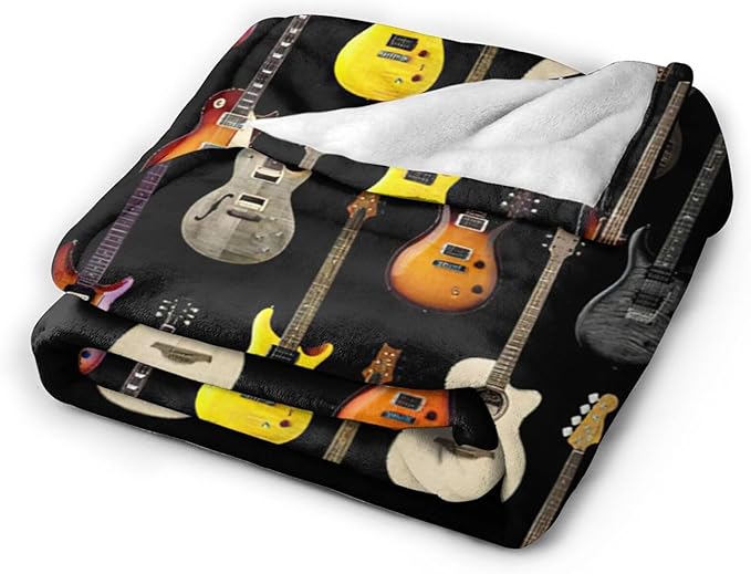 Tijuboni Guitar Music Throw Blanket Guitar Gifts for Girls Boys Women Men Kids Adults Soft Flannel Fleece Blanket for Couch Sofa Bed Home Decor 60"x80"