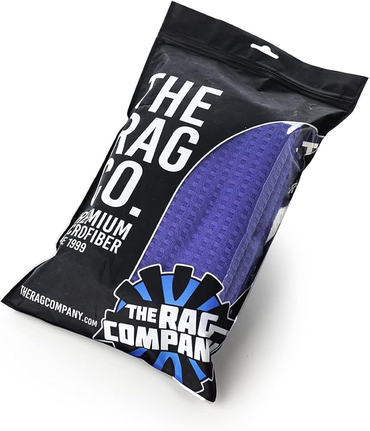The Rag Company Dry Me A River, Professional Korean 70/30 Blend Microfiber Waffle-Weave Drying & Detailing Towels, Soft Suede Edges, 390 GSM, 20x40 Inches, Royal Blue, 2-Pack