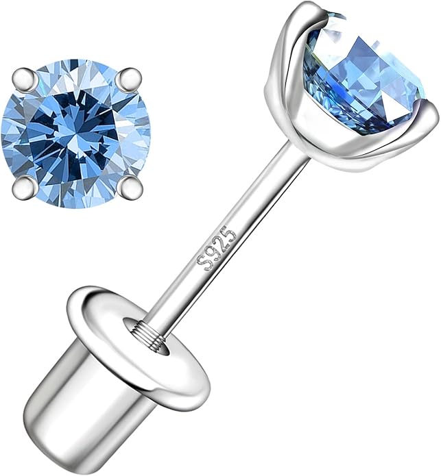 Moissanite Screw Back Earrings Studs - 0.2CT-4CT Moissanite Earrings for Women 925 Sterling Silver Piercing Real Colorful Moissan Hypoallergenic Jewelry Ear Stud Gifts