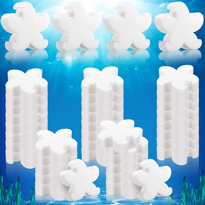 Patelai 40 Pcs Hot Tub Sponge Spa Cleaning Sponges for Hot Tub Oil Absorbing Cleaning Scum for Spa, Bathtub and Swimming Pool to Soak up Oils Bathtub Accessories(Starfish Style)