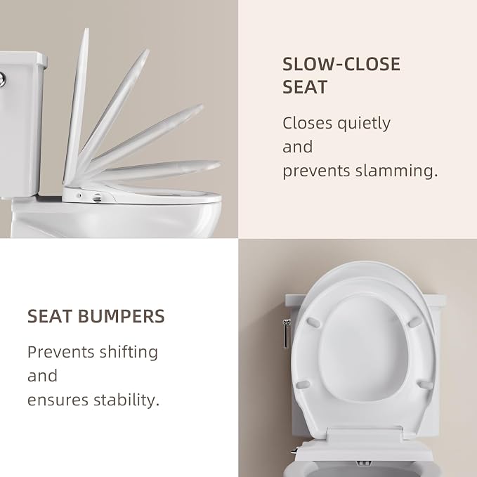 Round Bidet Toilet Seat with Soft Close and Quick Release,Non-Electric Bidet Seat with Dual Nozzles